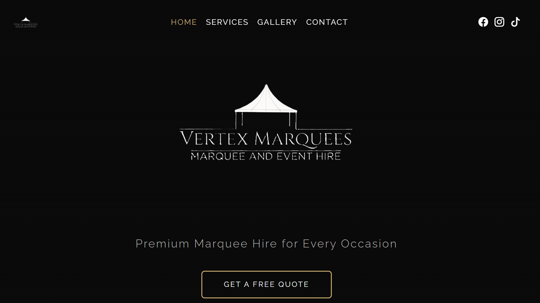 Vertex Marquees website screenshot